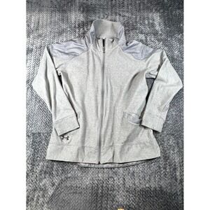 Under Armour Coldgear Athletic Jacket Womens Large Heather Gray Mock Neck Loose